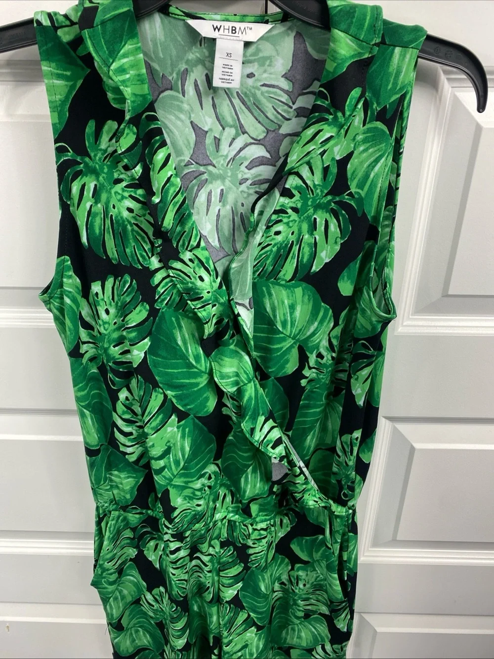 White House Black Market Orchid Palm Leaf Ruffle Summer Romper Tropical XS